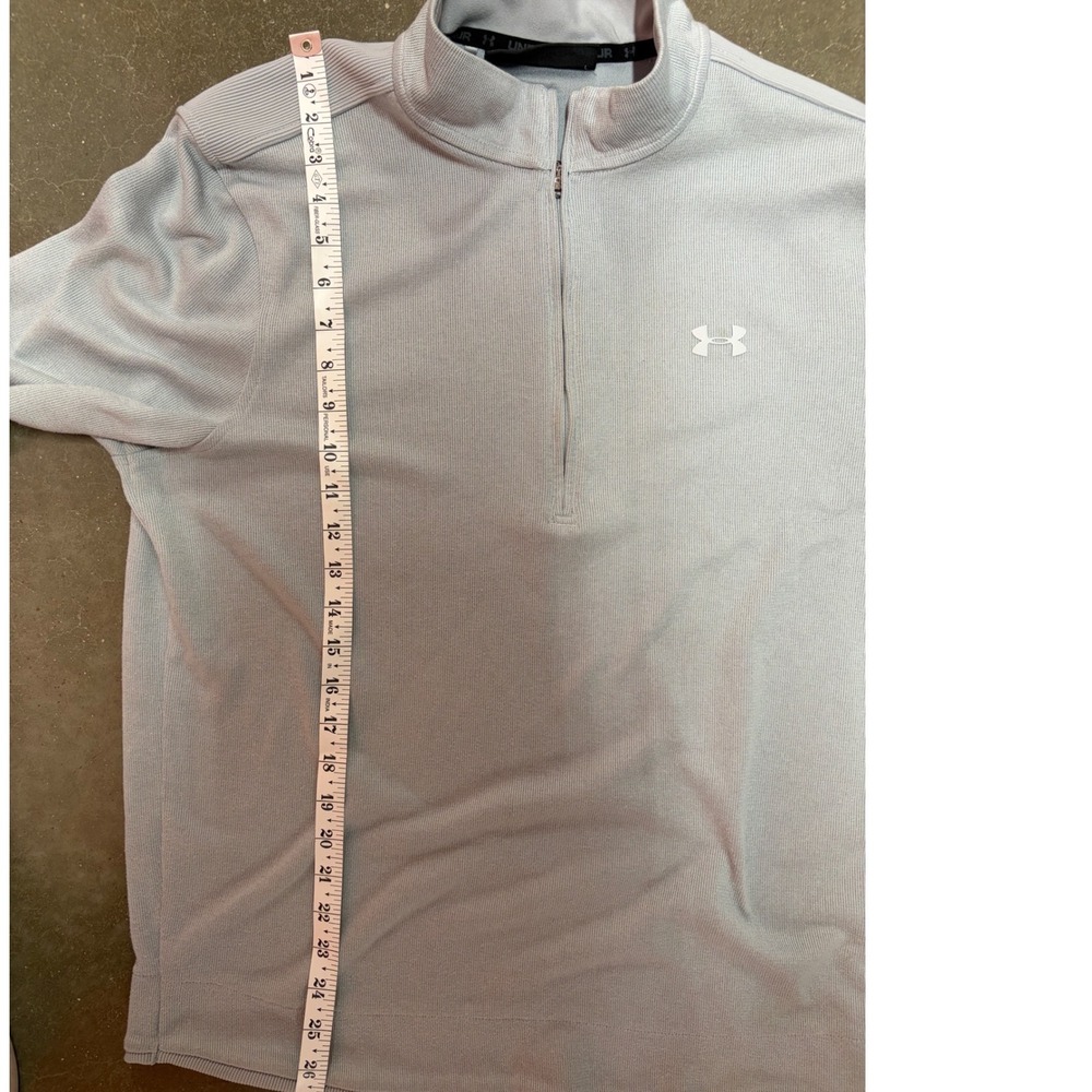 Under Armour ColdGear Mens Large Light Grey 1/4 Zip Pullover Sweater Loose Fit - Picture 6 of 7